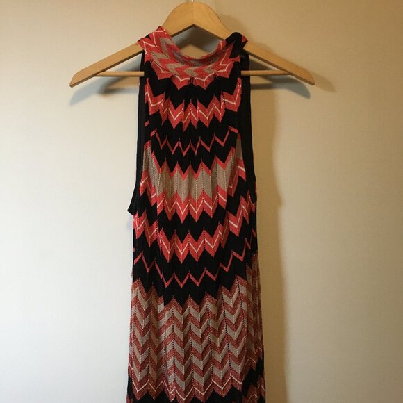 Hale Bob Zigzag Halter Neck Tassel Tie Up Pleated Flapper Dress - Picture 4 of 16